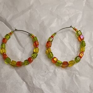 Colorful Beaded Hoop Earrings